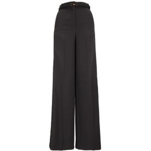 Elisabetta Franchi, Dames, Broeken, Zwart, Maat: XS Leer,