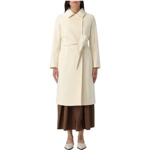 Max Mara Studio, Dames, Mantels, Wit, Maat: S Wol,