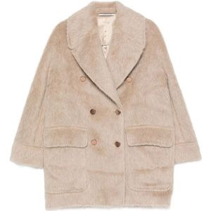 Tagliatore, Dames, Mantels, Beige, Maat: 2XS Wol,