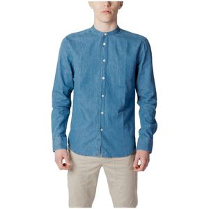 Peuterey Blauw katoenen herenshirt , Blue , Heren , Maat: 2XL