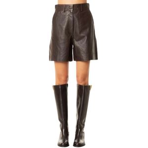 Weekend Max Mara, Dames, Korte broeken, Bruin, Maat: S Leer,