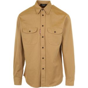 Dsquared2, Heren, Overhemden, Beige, Maat: M