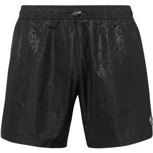 Philipp Plein, Heren, Badkleding, Zwart, Maat: S Poliester,