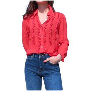 Mason's, Dames, Blouses & Shirts, Oranje, Maat: M Viscose,