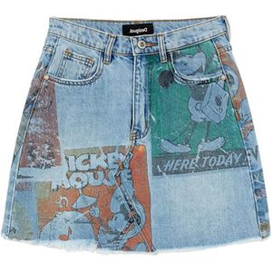 Desigual, Dames, Rokken, Blauw, Maat: 2XL Katoen,