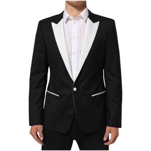 Dolce & Gabbana, Heren, Pakken, Zwart, Maat: L Zijde,