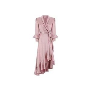 Zimmermann Roze Zijden Jurk met V-hals , Pink , Dames , Maat: M