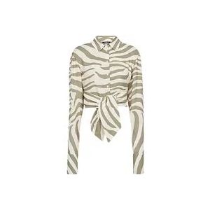Balmain Zebra Print Vloeibare Overhemd , Green , Dames , Maat: S