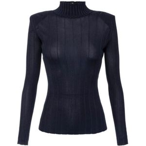 Elisabetta Franchi, Dames, Truien, Blauw, Maat: L Viscose,