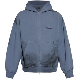 Balenciaga, Heren, Sweatshirts & Hoodies, Blauw, Maat: L Katoen,