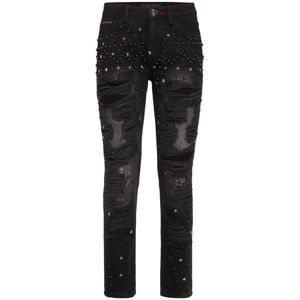 Philipp Plein, Dames, Jeans, Zwart, Maat: W25 Katoen,