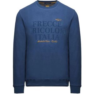 Aeronautica Militare, Heren, Sweatshirts & Hoodies, Blauw, Maat: L Katoen,
