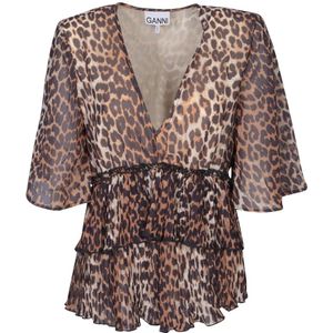 Ganni, Dames, Blouses & Shirts, Veelkleurig, Maat: XS Poliester,