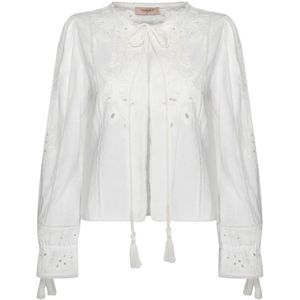 Twinset, Dames, Blouses & Shirts, Wit, Maat: M Katoen,
