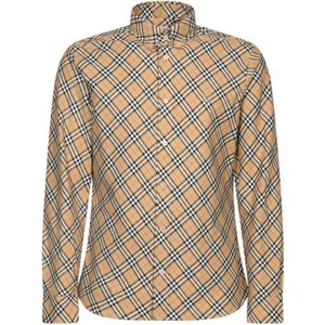 Burberry Beige Tartan Shirt Klassieke Stijl , Beige , Heren , Maat: S