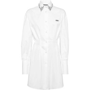Philipp Plein, Dames, Jurken, Wit, Maat: XS Katoen,