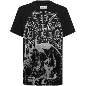 Philipp Plein, Heren, Tops, Zwart, Maat: S Katoen,