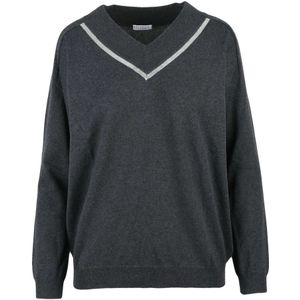 Brunello Cucinelli, Dames, Truien, Grijs, Maat: M Kasjmier,