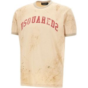 Dsquared2, Heren, Tops, Beige, Maat: 2XL Katoen,
