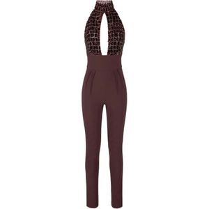 Elisabetta Franchi, Dames, Jumpsuits & Playsuits, Bruin, Maat: XS Poliester,
