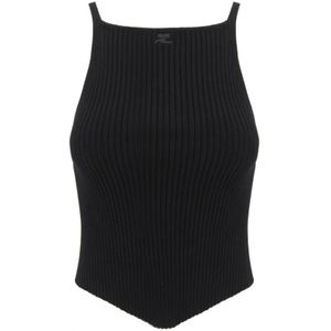 Courrèges - Top - Zwart - Viscose - Polyester - Mouwloos