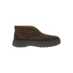 Tod's Suède Leren Enkellaarzen , Brown , Heren , Maat: 44 EU