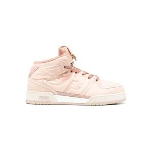 Fendi Geëmbosseerde hoge sneakers , Pink , Dames , Maat: 39 1/2 EU