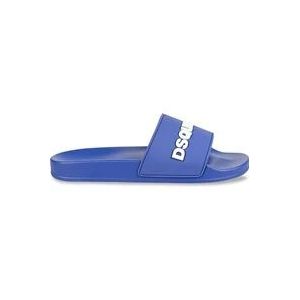 Dsquared2 Blauwe Rubberen Sandalen 3D Logo , Blue , Heren , Maat: 43 EU