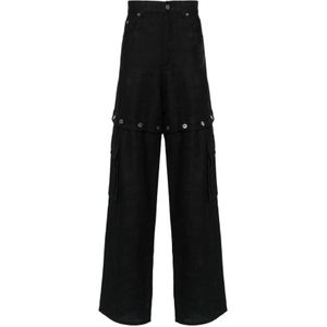 Off White, Heren, Broeken, Zwart, Maat: W31 Linnen,