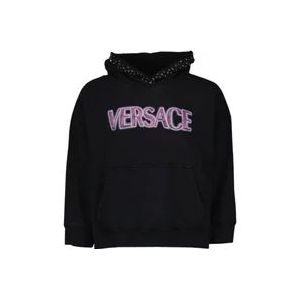 Versace Zwart Oversized Katoenen Sweatshirt , Black , Dames , Maat: XS