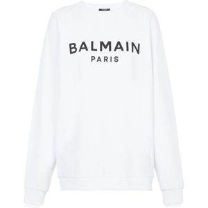 Balmain Paris bedrukte sweatshirt , White , Heren , Maat: M