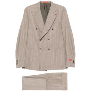 Isaia, Heren, Pakken, Bruin, Maat: M