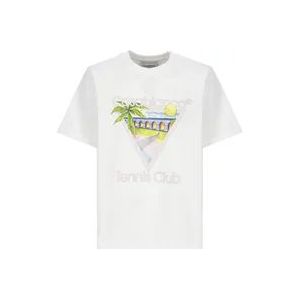 Casablanca Heren Tennis Club Logo T-shirt , White , Heren , Maat: L