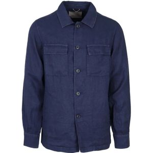 At.P.Co, Heren, Jassen, Blauw, Maat: S Linnen,
