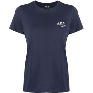 A.p.c., Dames, Tops, Blauw, Maat: S Katoen,