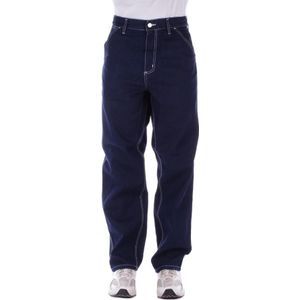 Carhartt Wip - Straight Jeans - Blauw - 100% Katoen - Met Logo