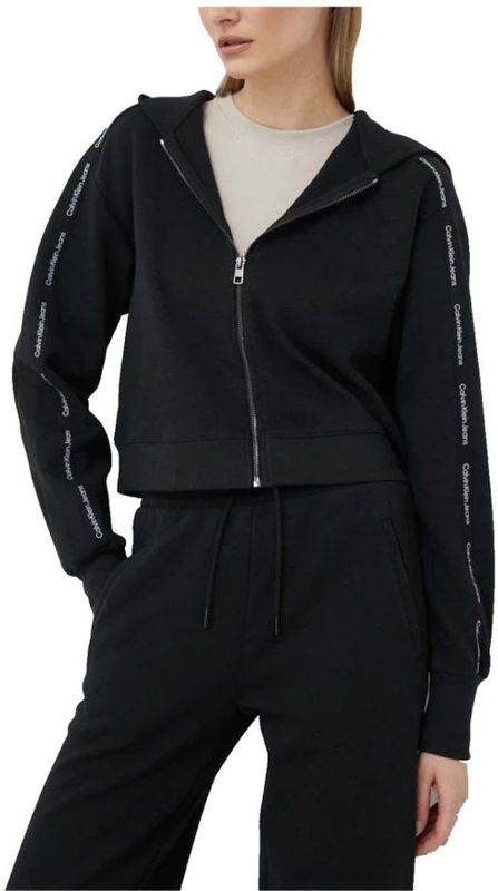 Calvin Klein - Crop Zip Hoodie - Zwart - Sweatshirt
