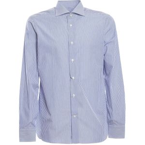 Borriello Napoli, Heren, Overhemden, Blauw, Maat: M Katoen,