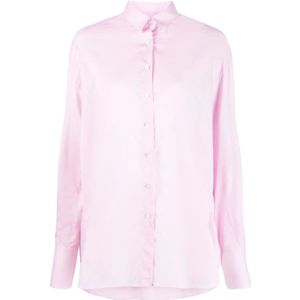Finamore, Dames, Blouses & Shirts, Roze, Maat: M Katoen,