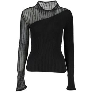 Mock Neck Knit Top - Zwart - Sweater - Lange Mouwen
