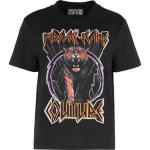 Versace Jeans Couture, Dames, Tops, Zwart, Maat: XS Katoen,