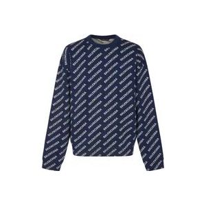 Balenciaga Blauwe All-Over Crewneck Sweaters , Blue , Heren , Maat: S