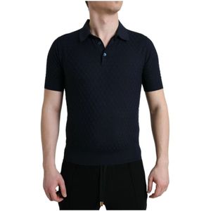 Dolce & Gabbana - Knitted Polo Shirt - Donkerblauw - Poloshirt