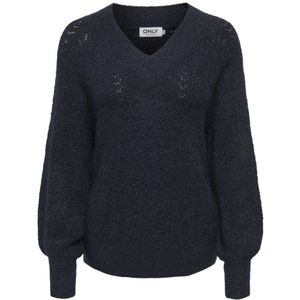 Only - Onllucilla LS Glitter V-Neck KNT - Gebreide Trui - Blauw