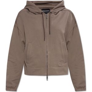 Emporio Armani, Dames, Sweatshirts & Hoodies, Bruin, Maat: S Katoen,
