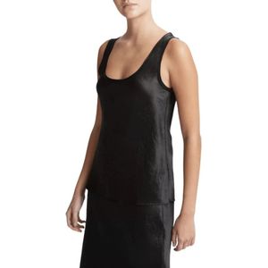 Vince, Dames, Tops, Zwart, Maat: S Satijn,