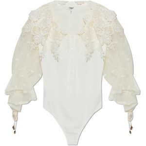 Chloé, Dames, Tops, Beige, Maat: S Katoen,