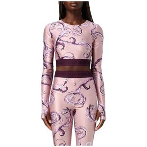 Versace Jeans Couture, Dames, Tops, Roze, Maat: 3XS Polyamide,