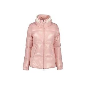 Moncler Gewatteerde jas met hoge kraag , Pink , Dames , Maat: S