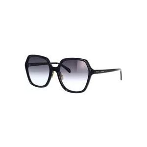 Celine Geometrische zonnebril met zwart acetaat montuur en grijze organische lenzen , Black , Dames , Maat: 58 MM
